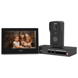 Dahua IP video kaputelefon szett - KTP03 (VTO2111D-P-S3 + VTH2621G-P + PFS3006-4ET-36)