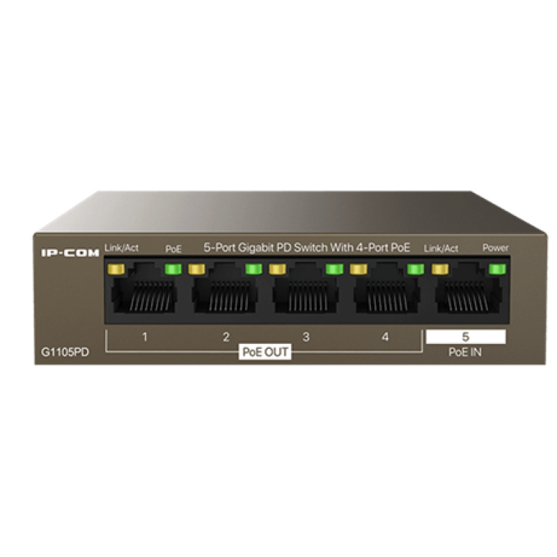 IP-COM Switch PoE - G1105PD (5x1Gbps; 4 af/at PoE+ port; 30W; 1xPoE-In